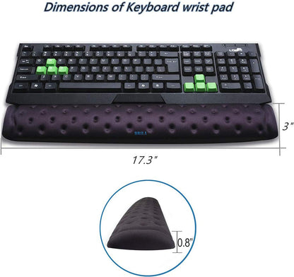 Memory Foam Wrist Rest Support Pad Set for Mouse and Keyboard - Ergonomic Design with Massage Holes for Enhanced Comfort and Pain Relief (Black)