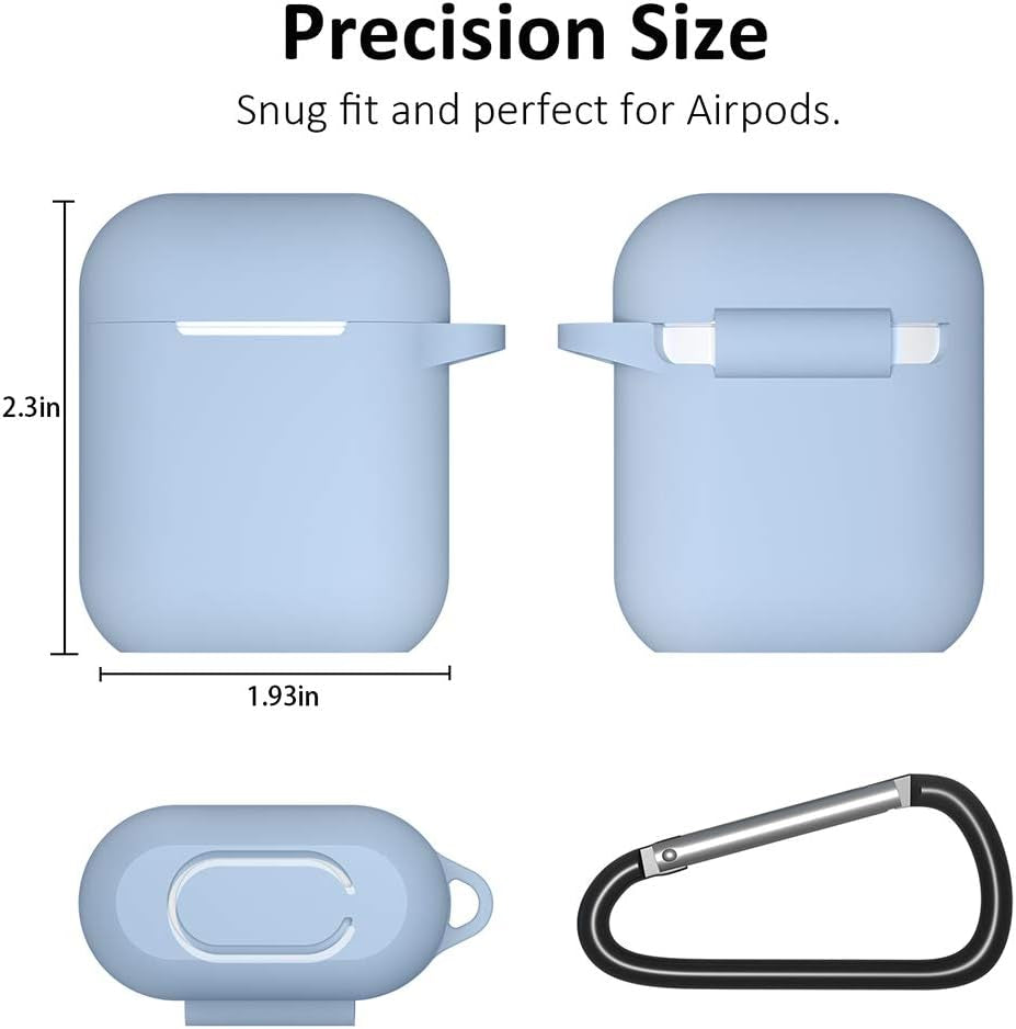 Silicone Protective Case for Apple AirPods 1 & 2 with Front LED Visibility, Denim Blue