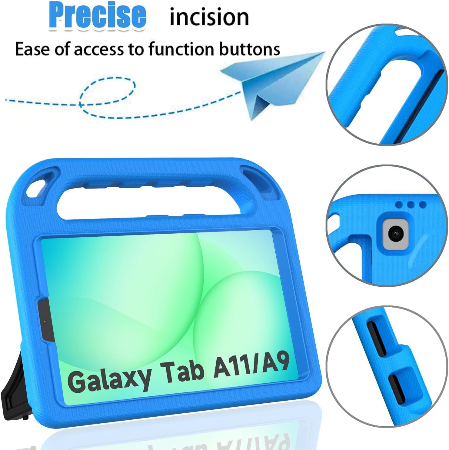 Kids Protective Case for Samsung Galaxy Tab A11 (8.7 Inch, 2025), A9 (8.7 Inch, 2023), and A7 Lite (8.7 Inch, 2021) - Features Built-In Screen Protector and Shockproof Design - Blue