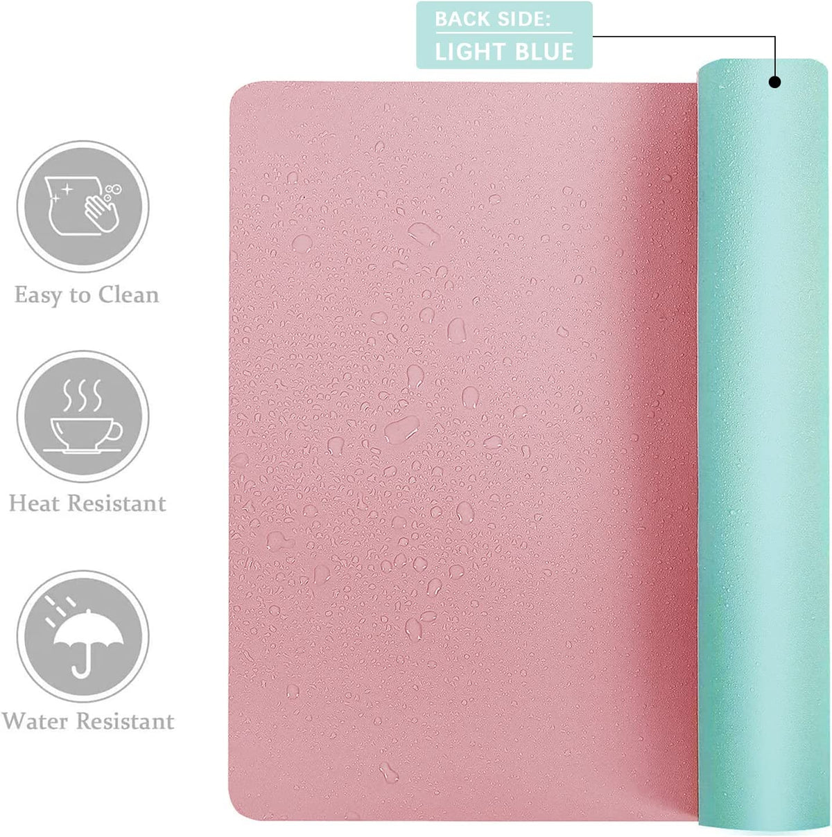Double-Sided PU Leather Desk Pad - Non-Slip Large Mouse Pad & Desk Mat for Office, Home - Waterproof, Easy to Clean, Durable Dual-Sided Surface (23.6"X13.7", Pink)
