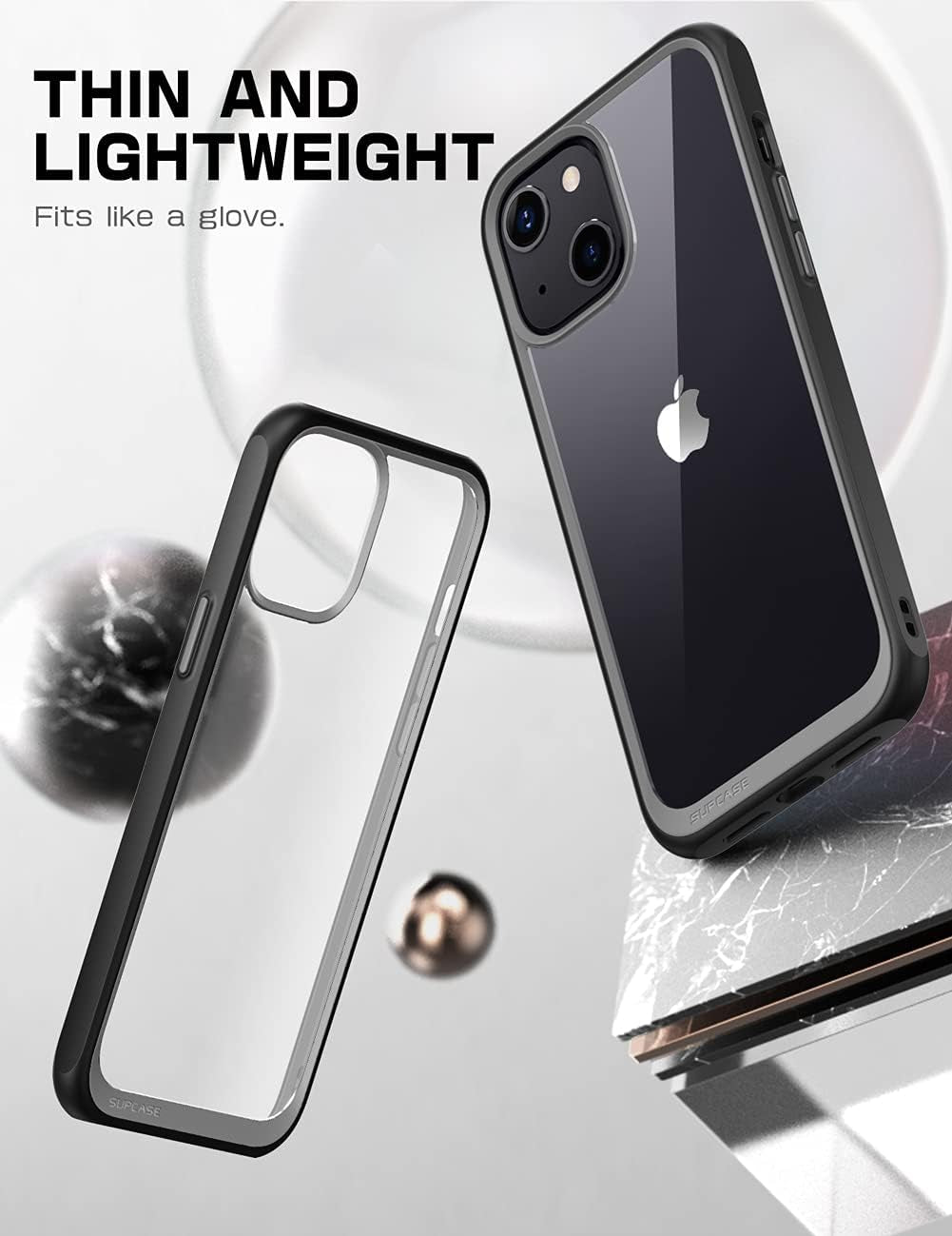 iPhone 13 Case with Military-Grade Protection, Slim and Lightweight Design, Premium Hybrid Clear Back, Raised Edges, Wireless Charger Compatible, Unicorn Beetle Style