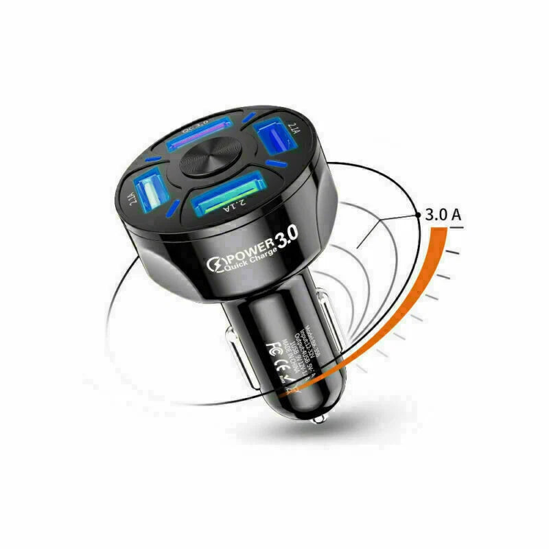 4-Port USB Car Charger Adapter - 45W Fast Charging for Mobile Devices
