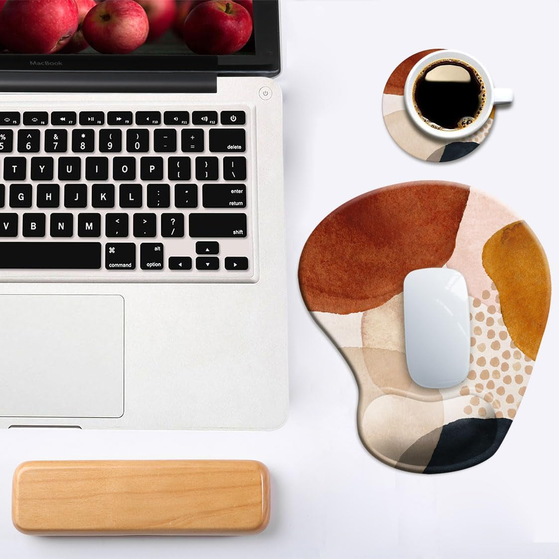 Ergonomic Mouse Pad with Wrist Support and Non-Slip PU Base for Enhanced Comfort and Aesthetic Appeal in Home and Office Use
