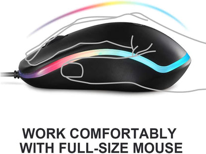 FC112 USB Optical Wired Computer Mouse - 1000 DPI, Ergonomic Design for Office and Home Use, Compatible with Windows PC, Laptop, Desktop, Notebook (Black)