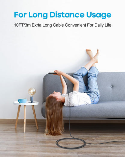 10Ft USB C Cable - Fast Charging USB A to USB C Charger Cord, Nylon Braided for iPhone 17, Air 16, 15 Pro Max Plus, and Samsung Galaxy S21, Note 10
