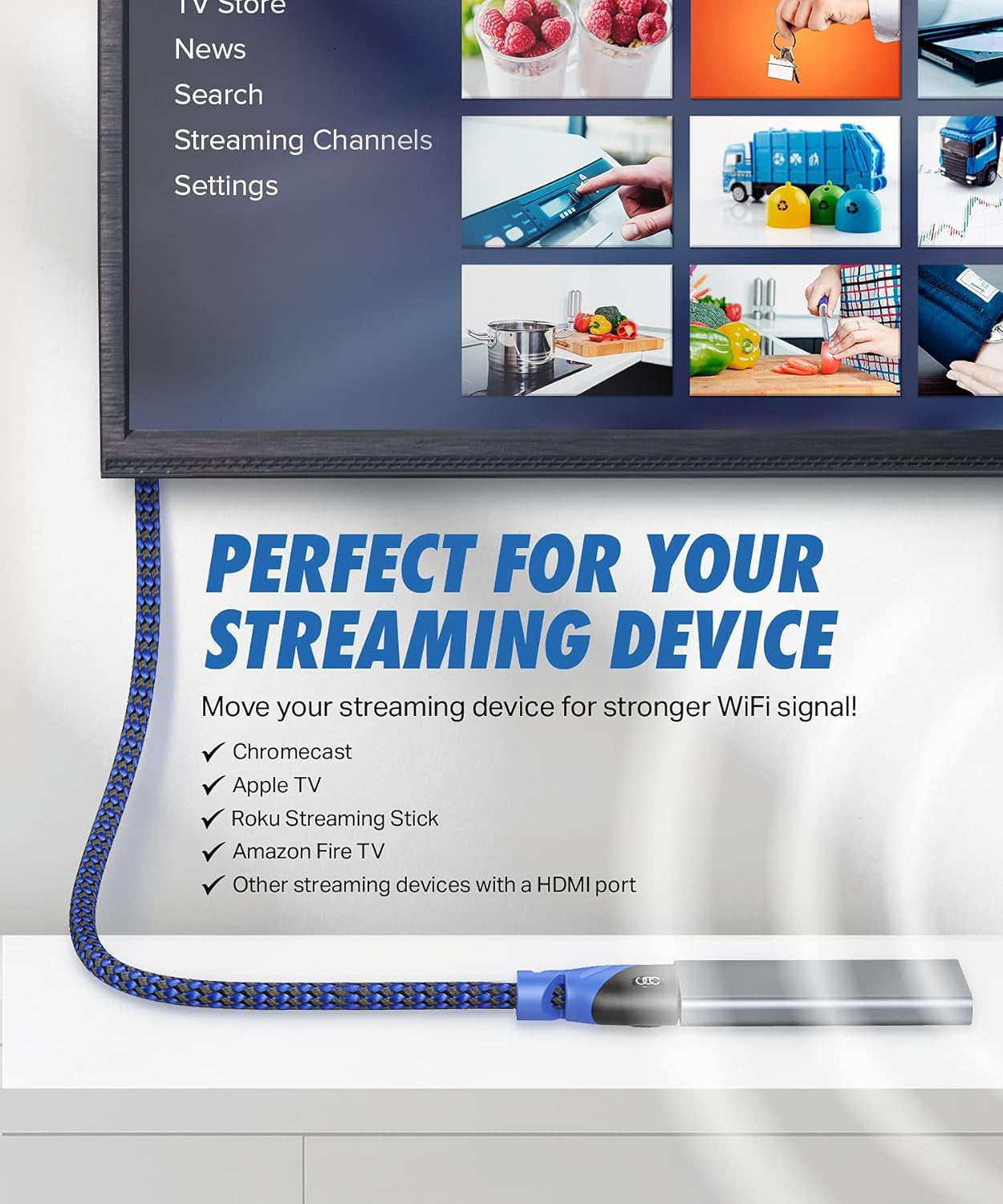 HDMI Male to Female Extension Cable, 3 Feet - High Speed HDMI 2.0b, 4K Resolution, 3D Support, Full HD 2160P, HDCP 2.2 Compliant, Audio Return Channel