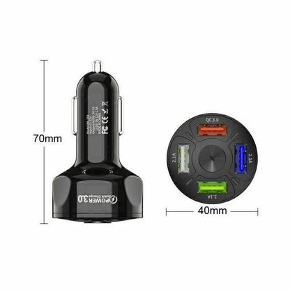 4-Port USB Car Charger Adapter - 45W Fast Charging for Mobile Devices