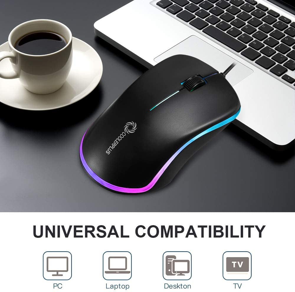 FC112 USB Optical Wired Computer Mouse - 1000 DPI, Ergonomic Design for Office and Home Use, Compatible with Windows PC, Laptop, Desktop, Notebook (Black)