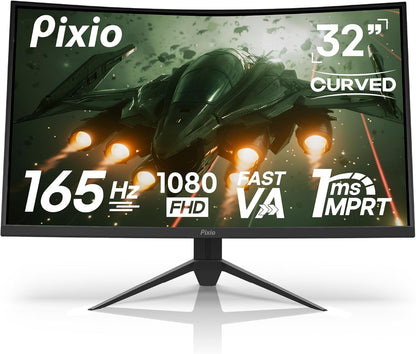 PXC325 32-Inch FHD 1080P Curved Gaming Monitor with 165Hz Refresh Rate, 1ms MPRT Response Time, Adaptive Sync, HDR, and Tilting Stand