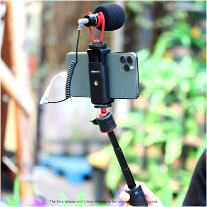 ST-07 Phone Tripod Mount with Cold Shoe for Microphone and LED Video Light, Compatible with iPhone 11/Pro/Pro Max, XS Max, XR, X, 8, 7 Plus, Samsung Galaxy, OnePlus, Google Pixel - Ideal for Vlogging