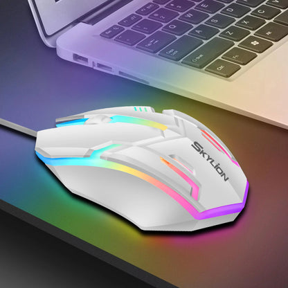 F1 Wired 3-Button Mouse with Colorful Lighting for Gaming and Office Use on Microsoft Windows and Apple iOS Systems
