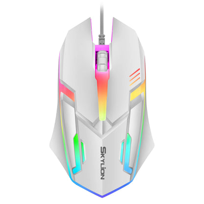 F1 Wired 3-Button Mouse with Colorful Lighting for Gaming and Office Use on Microsoft Windows and Apple iOS Systems