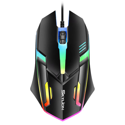F1 Wired 3-Button Mouse with Colorful Lighting for Gaming and Office Use on Microsoft Windows and Apple iOS Systems