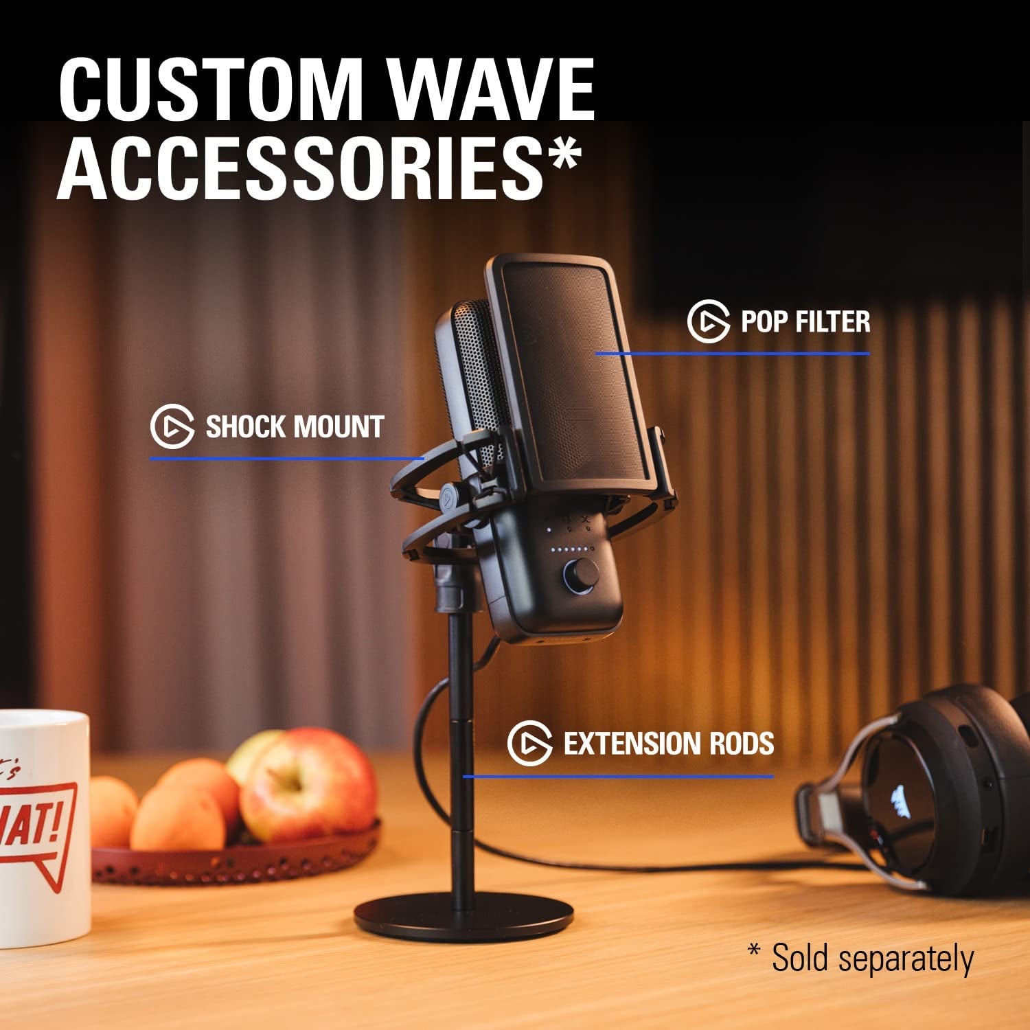 Wave:3 USB Condenser Microphone for Streaming - Cardioid Capsule, 24-Bit/96kHz Audio, Anti-Distortion Clipguard, Complimentary Mixer Software, Plug and Play for Mac and PC