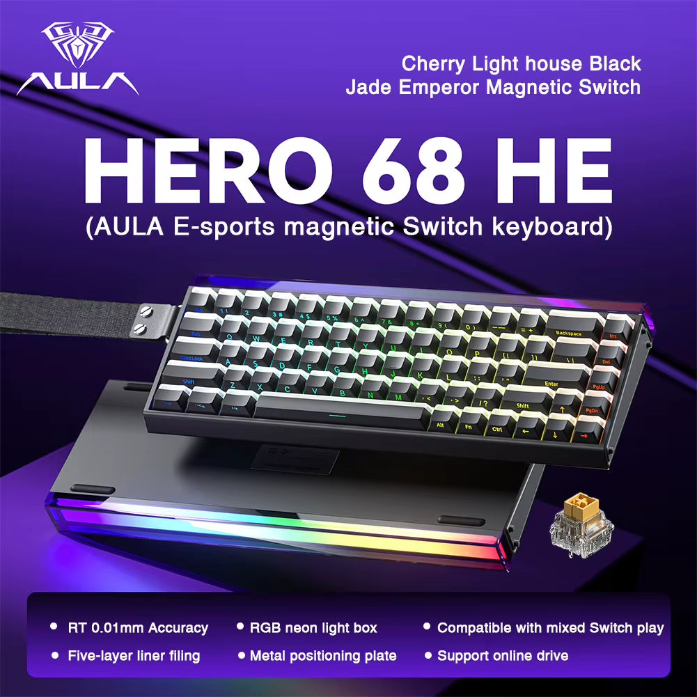 HERO 68HE Magnetic Switch Gaming Keyboard with 8K Return and RGB Lighting for Esports Professionals