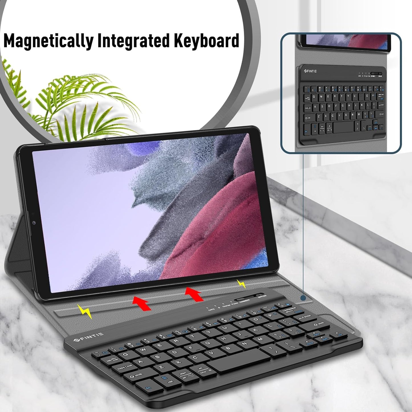 Keyboard Case for Samsung Galaxy Tab A7 Lite 8.7 Inch 2021, Black | Model SM-T220/T225/T227, Slim Lightweight Stand Cover, Magnetically Detachable, Wireless Bluetooth Keyboard