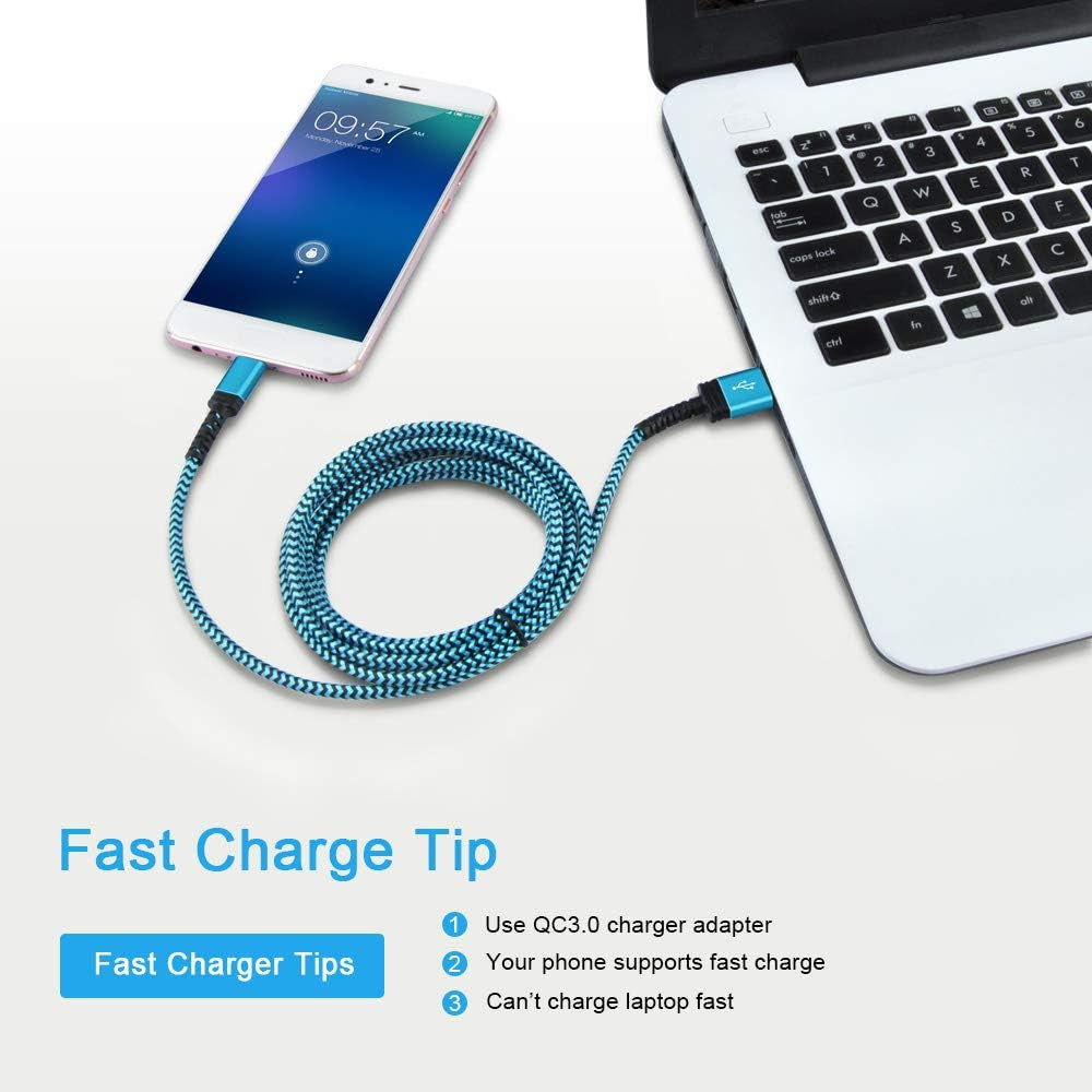 Samsung Type C Fast Charging Cable - 5 Pack, 6FT Braided USB C Charger for Galaxy S26, S25, S24 Ultra, A17, A16, A15, Compatible with A56, A36, A14 5G, Z Fold7, Flip7, iPhone 17E, 17, 16E, 16 Pro Max
