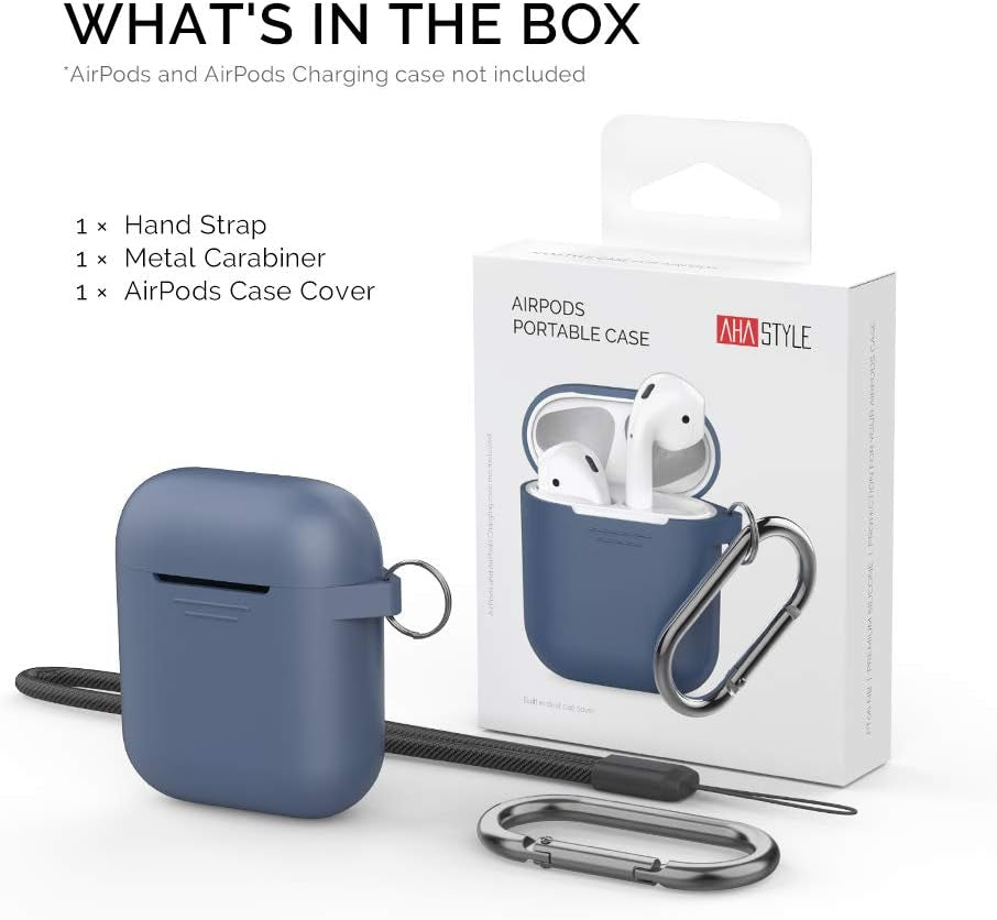 Premium Silicone Protective Case for Apple AirPods 1 & 2 | Front LED Visibility, Includes Carabiner, Wireless Charging Compatible, Shock Resistant, Comprehensive Protection