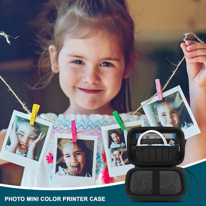 Professional Hard Case for HP Sprocket 2X3 Portable Instant Photo Printer with Zippered Mesh Pocket for Photo Paper and Cable, Black