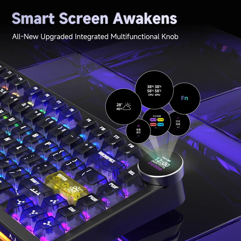 AK820V2/Ak820Vpro Multifunctional Mechanical Keyboard with Tri-Mode Connectivity and Wrist Rest