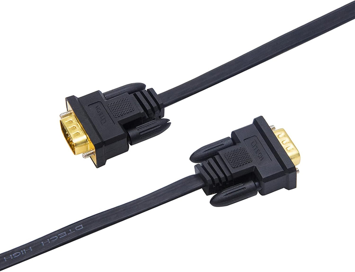 50-Foot VGA to VGA Cable - Thin Flat 15-Pin Male to Male SVGA Monitor Cord (Black)