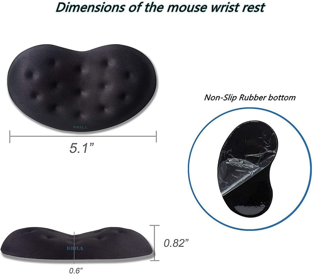 Memory Foam Wrist Rest Support Pad Set for Mouse and Keyboard - Ergonomic Design with Massage Holes for Enhanced Comfort and Pain Relief (Black)