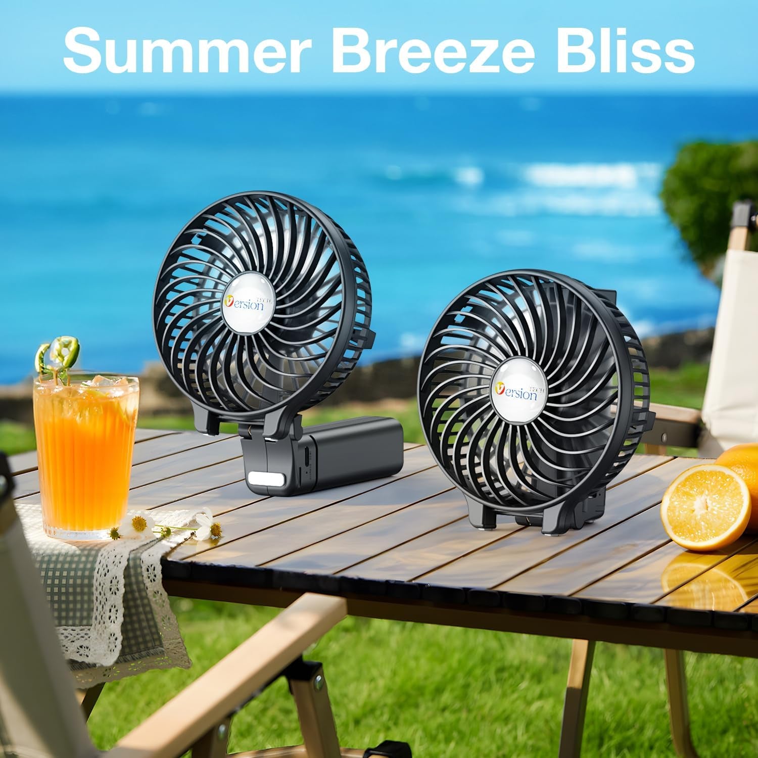 Portable Handheld Fan - Powerful and Durable, 180° Foldable Mini Fan with USB Rechargeable Battery for Personal Use, Travel, and Office - Black