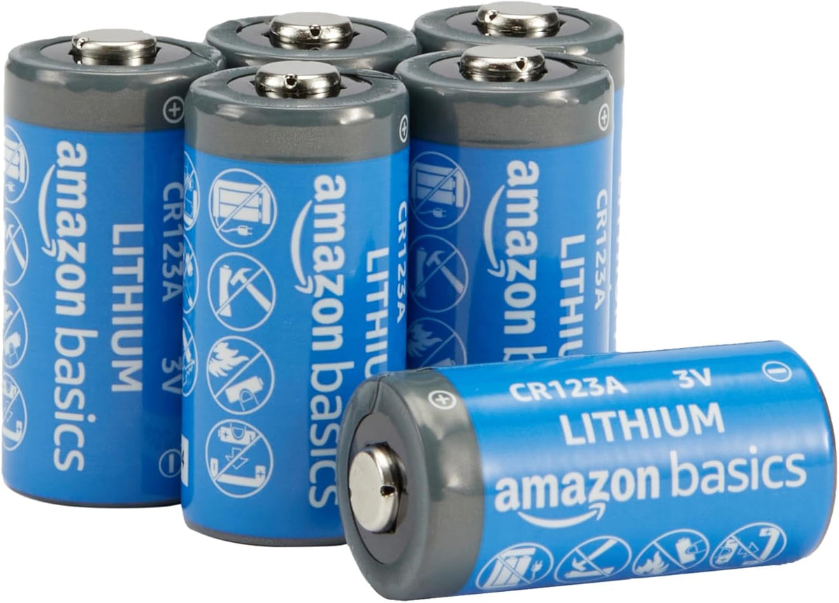 6-Pack CR123A Non-Rechargeable Lithium Batteries, 3V, Up to 10-Year Shelf Life