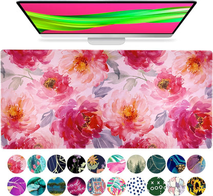 Large Floral Desk Mat 15" x 30" – Extended Non-Slip Waterproof Mouse Pad for Keyboard and Mouse – Aesthetic Office Workstation Protector