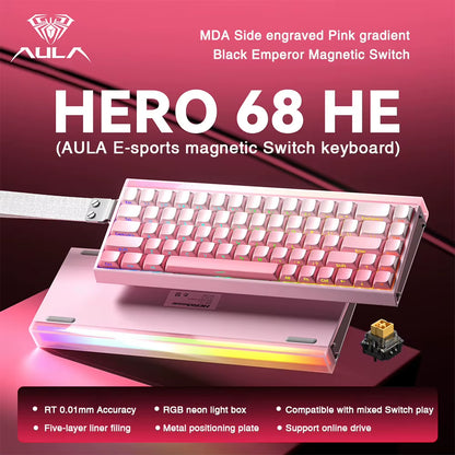 HERO 68HE Magnetic Switch Gaming Keyboard with 8K Return and RGB Lighting for Esports Professionals