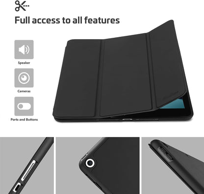 Smart Case for iPad 10.2" (9th/8th/7th Generation) - Black | Compatible with 2021, 2020, and 2019 Models, Soft TPU Back Cover, Integrated Pencil Holder, Slim and Stable Stand Design