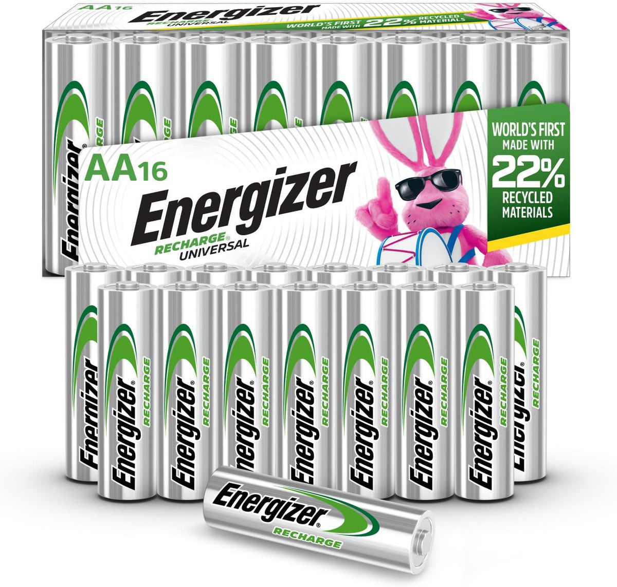 Universal Rechargeable AA Batteries - 16 Pack