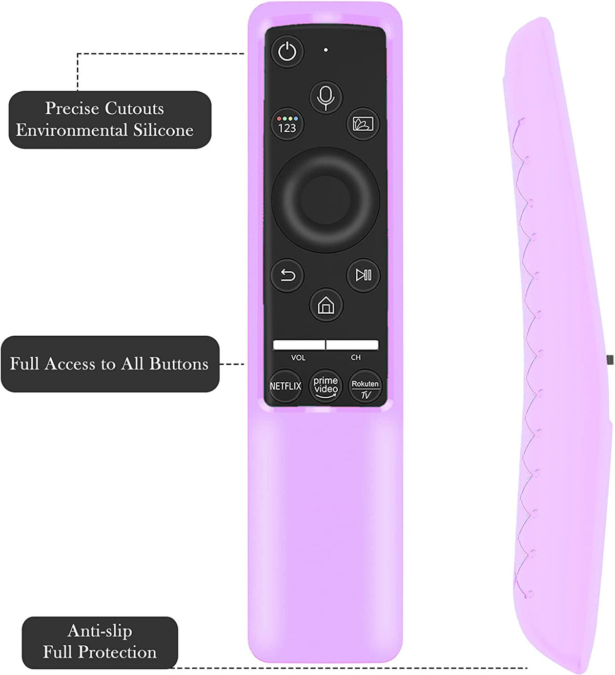 Samsung Smart TV Remote Controller BN59 Series Compatible Silicone Cover - Lightweight, Shockproof, Anti-Slip Sleeve in Purple