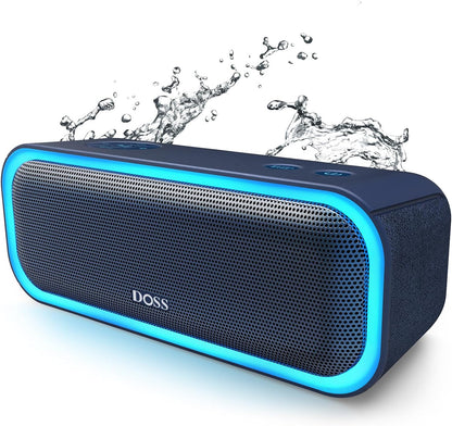 Soundbox Pro Bluetooth Speaker - 20W Stereo Sound with Active Extra Bass, 20 Hours Playtime, IPX6 Waterproof, Wireless Stereo Pairing, Multi-Color Lights, Ideal for Outdoor Activities and Home Use, Blue