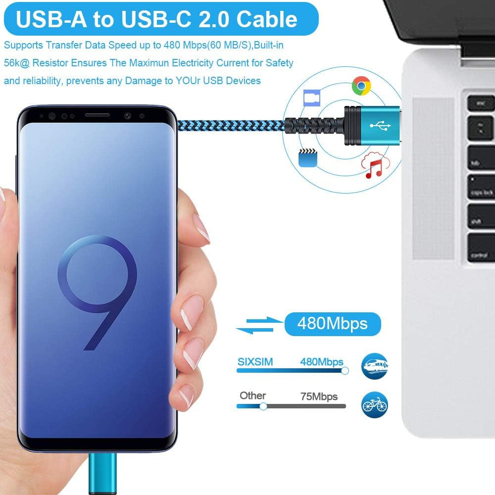 Samsung Type C Fast Charging Cable - 5 Pack, 6FT Braided USB C Charger for Galaxy S26, S25, S24 Ultra, A17, A16, A15, Compatible with A56, A36, A14 5G, Z Fold7, Flip7, iPhone 17E, 17, 16E, 16 Pro Max