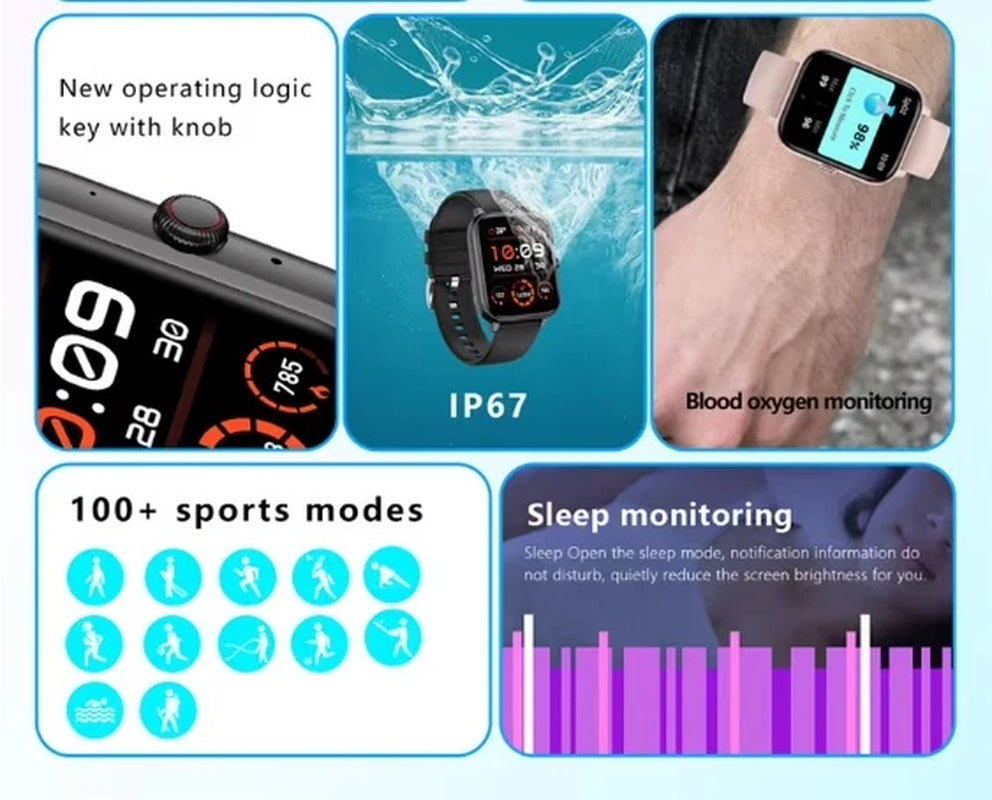 1.83-Inch Bluetooth Smartwatch for Men and Women with Heart Rate Monitor and Fitness Tracking Features