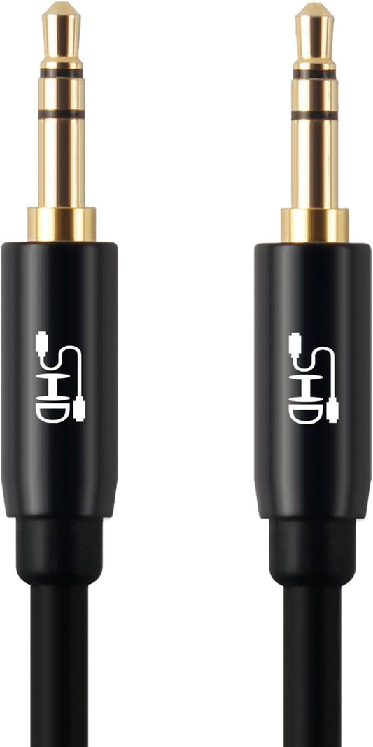 Premium 20ft 3.5mm Aux Cable for Car Audio - Dual Shielded with Gold Plated Connectors