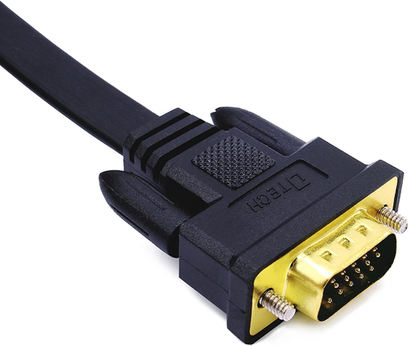 6-Foot Flat VGA Cable with Standard 15-Pin Male Connectors for Desktop Monitors (Black)
