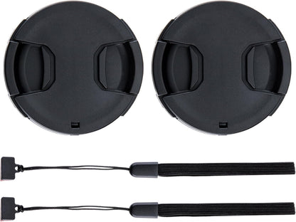 77mm Front Lens Cap Cover (2-Pack) with Keeper for DSLR and Mirrorless Lenses - Compatible with Canon EOS 6D II, 5D IV, Nikon D750, D780, and More