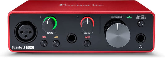 Scarlett Solo 3rd Generation USB Audio Interface for Musicians and Content Creators - Studio Quality Recording and Playback with XLR Mic Preamp, Hi-Z Instrument Input, 24-Bit/192kHz Resolution, 56dB Gain Range, Air Mode, Compatible with macOS, Windows, and iPadOS