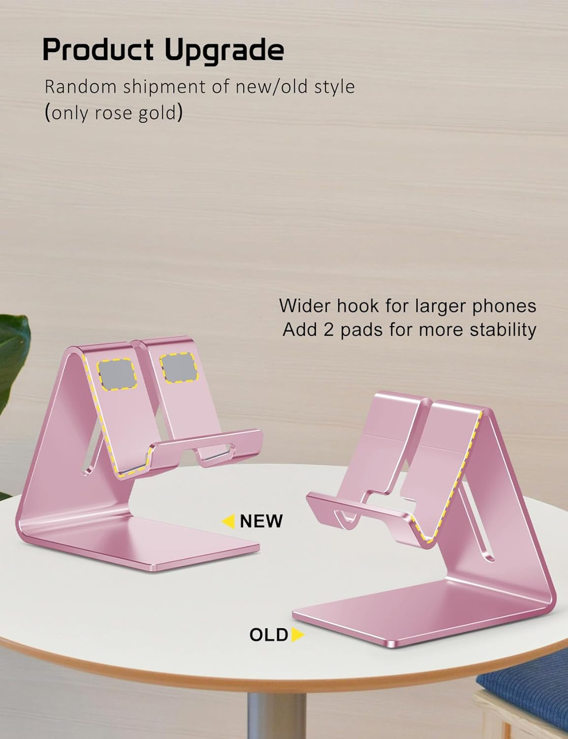 Aluminum Phone Stand for Iphone Series, Samsung, Rose Gold | Phone Holder for Desk, Hands-Free Viewing & Calls, Compatible with All Smartphones, Adding Style to Your Office & Home