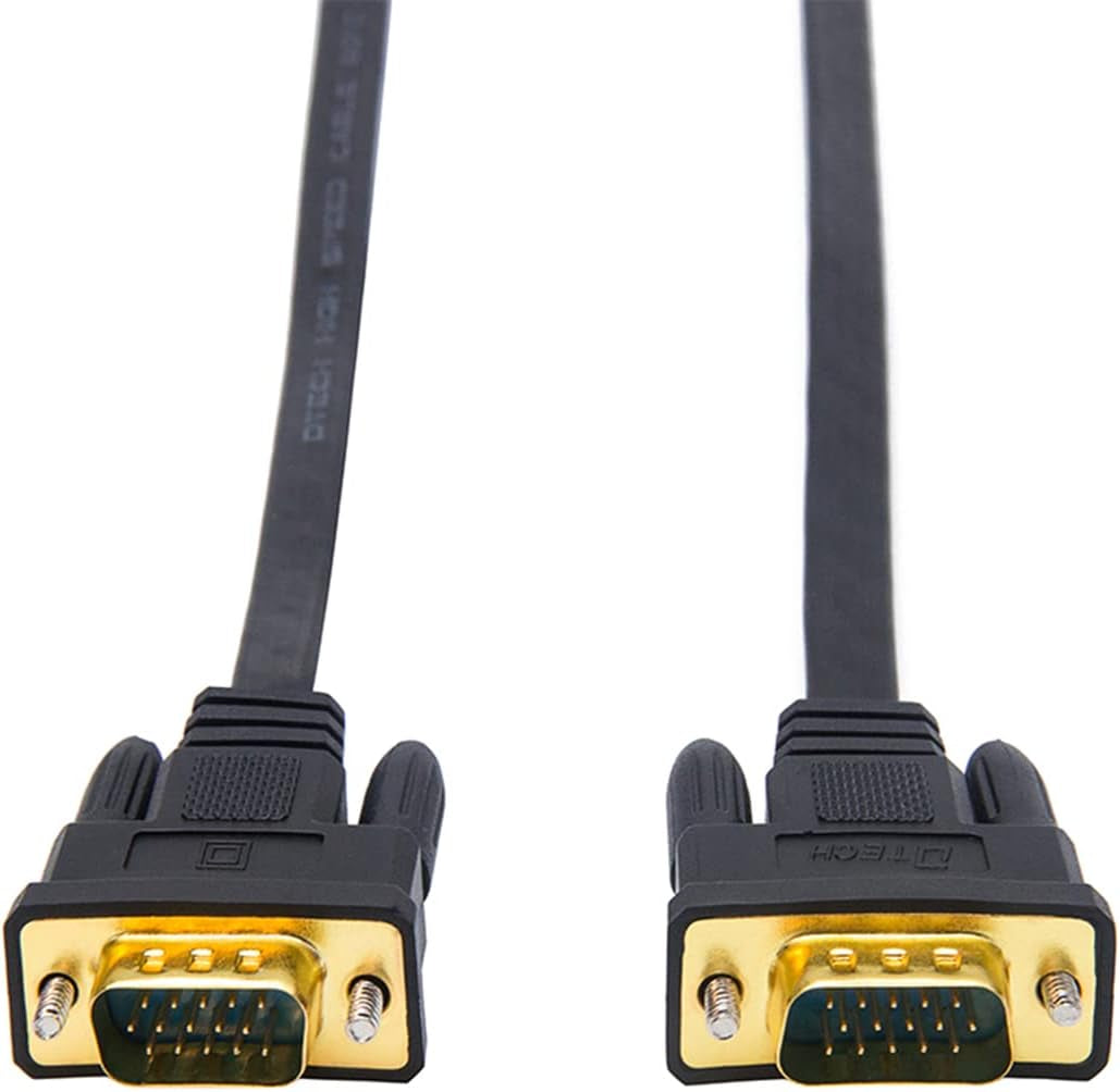 50-Foot VGA to VGA Cable - Thin Flat 15-Pin Male to Male SVGA Monitor Cord (Black)