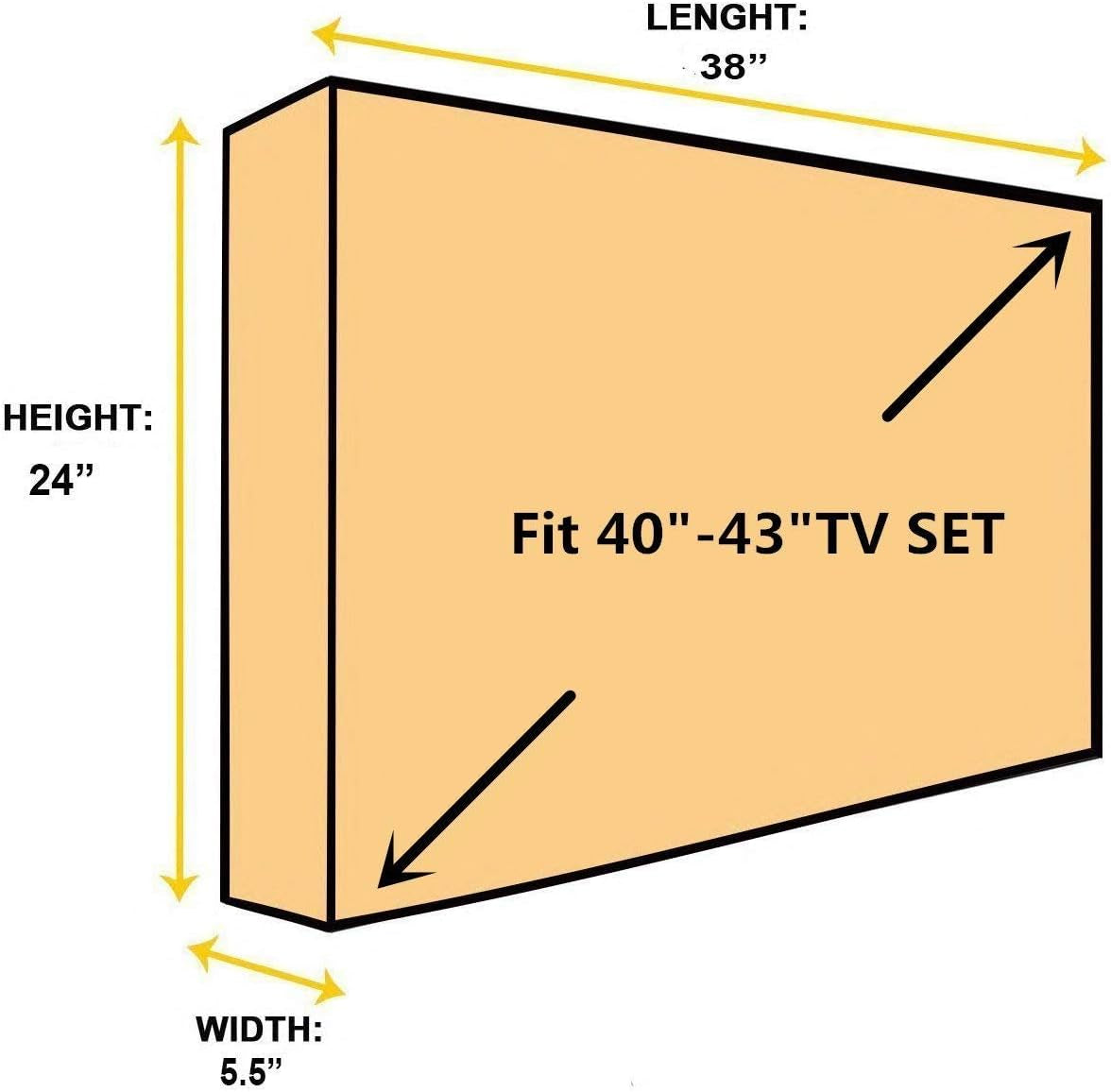 Outdoor 40"-43" TV Cover with Scratch-Resistant Liner for LED Screen Protection, Compatible with Standard Mounts and Stands (Black)