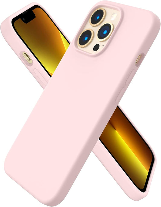 iPhone 13 Pro Case - Slim Liquid Silicone in Chalk Pink | 3-Layer Full Coverage, Soft Gel Rubber, Non-Slip Grip, Shockproof Protective Cover for 6.1-Inch iPhone 13 Pro