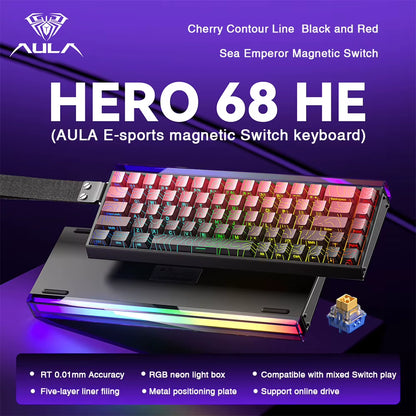 HERO 68HE Magnetic Switch Gaming Keyboard with 8K Return and RGB Lighting for Esports Professionals
