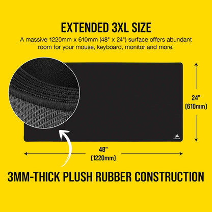 Corsair MM500 Extended 3XL Premium Anti-Fray Cloth Gaming Mouse Pad - Black