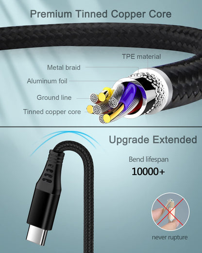 iPhone 17E USB Type-C Cable for Apple iPhone 16E/16/15 Plus/17 Pro Max | 6Ft Fast Charging Type-C to Type-C Cable for Samsung Galaxy A17/A16/A15/S25, Google Pixel 9A/10 Pro XL