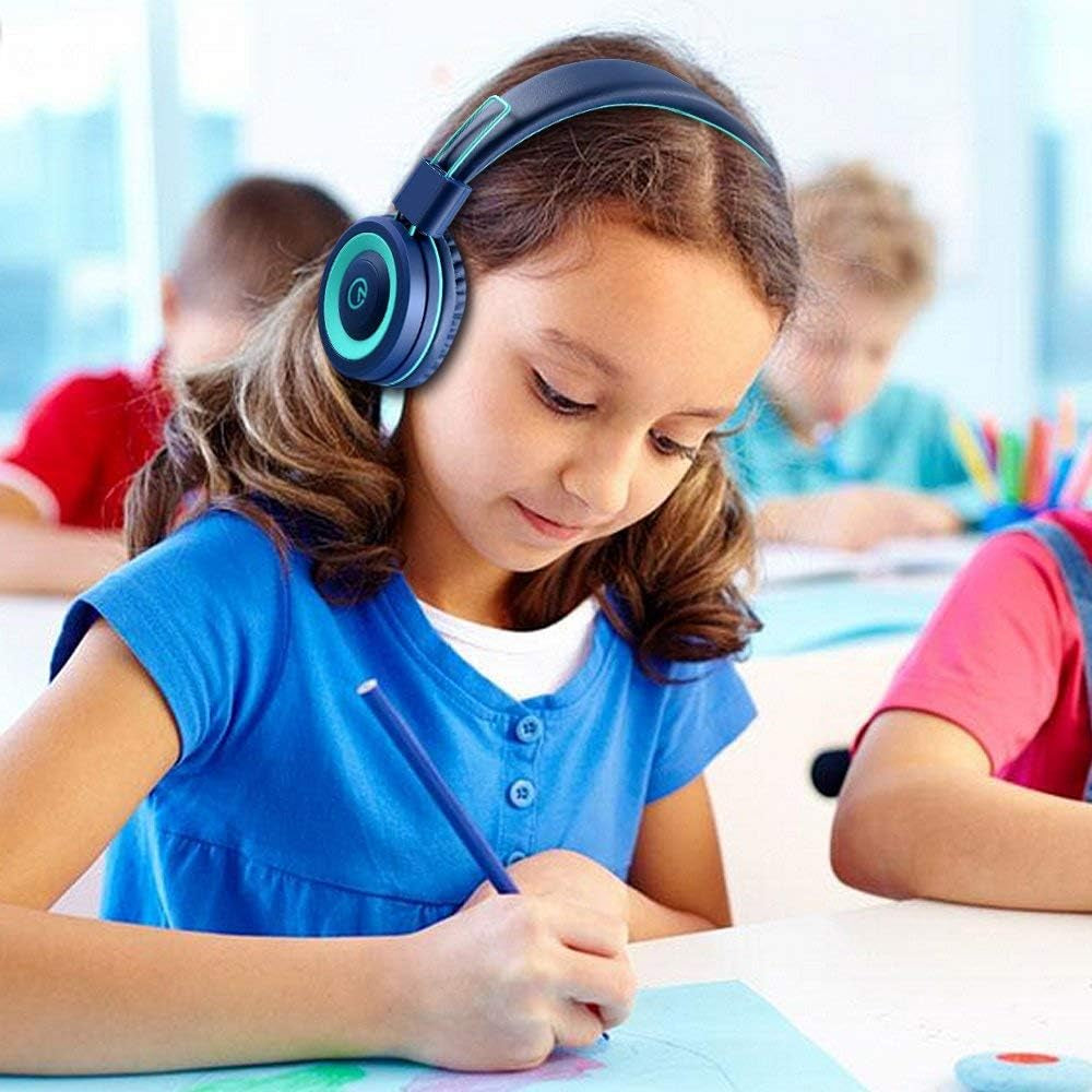 K11 Children's Headphones with 3.5mm Wired Connection - Navy/Teal | 5ft Tangle-Free Cord, Foldable Design, On-Ear Headset for School, Classroom, and Travel