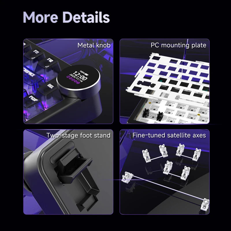AK820V2/Ak820Vpro Multifunctional Mechanical Keyboard with Tri-Mode Connectivity and Wrist Rest