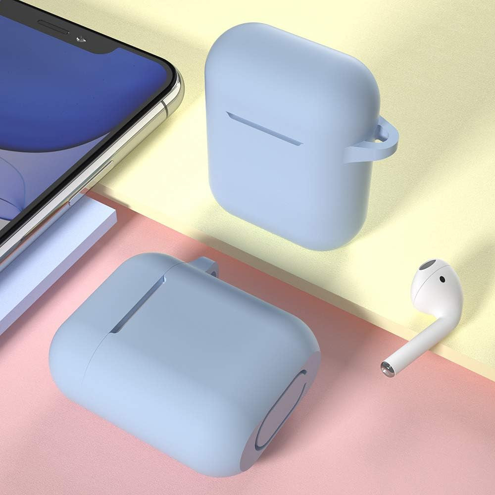 Silicone Protective Case for Apple AirPods 1 & 2 with Front LED Visibility, Denim Blue